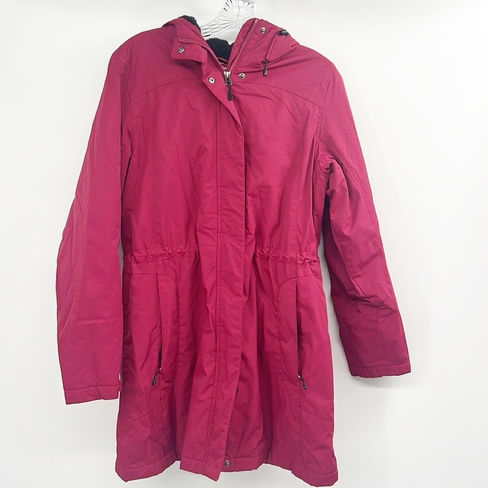 L.L. Bean Winter Warmer Coat Medium Raspberry Pink Nylon Fleece Lined Mid-thigh - Picture 15 of 16